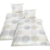 Beautissu Linge de lit en coton 4 pièces Josi, 135 x 200 cm, 80 x 80 cm, beige