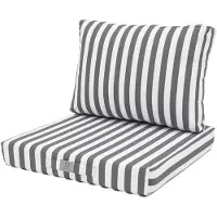 Deco Arts Coussins pour salon de jardin déhoussable 60x60cm - Rayure Gris foncé