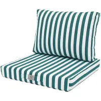Deco Arts Coussins pour salon de jardin déhoussable 50x50cm - Rayure Vert
