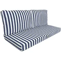 Deco Arts Coussins pour salon de jardin déhoussable 120x60cm - Rayure bleu marine