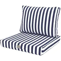 Deco Arts Coussins pour salon de jardin déhoussable 50x50cm - Rayure bleu marine