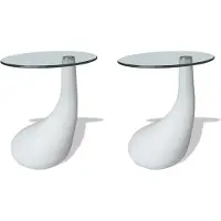 vidaXL Tables basses 2 pcs. avec plateau rond en verre blanc brillant