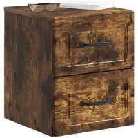vidaXL Cabinet de chevet mural 2 pcs Chêne fumé 34,5 x 33 x 40 cm