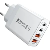 JGD -Chargeur USB C Rapide 40W,4 Port Alimentation PD USB-C+USB-A Adaptateur pour iPhone 16/15/14/13,Samsung,iPad,Samsung Galaxy,Appareils Android,Bloc de Charge Rapide Plug Charger