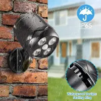 Topchances 600 lm Émetteur radio 4 LED avec batterie, détecteur de mouvement, protection radio, détecteur de mouvement, applique murale LED résistante aux intempéries avec batterie