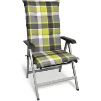 Beautissu Coussin pour chaise de jardin à dossier haut 120x50 cm Rembourrage vert à carreaux