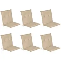 Beautissu Lot de 6 chaises de jardin à dossier bas Loft NL, 100 x 50 x 6 cm, naturel