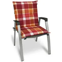 Beautissu Sunny RO dossier bas pour chaise de jardin 100x50 cm à carreaux rouges