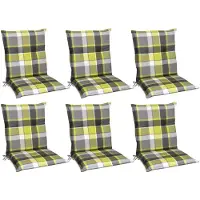 Beautissu Lot de 6 coussins Sunny GR à dossier bas 100 x 50 cm, vert à carreaux