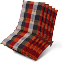 Beautissu Lot de 5 coussins Sun-NL pour dossier de chaise, 105 x 50 x 8 cm, à carreaux orange et beige