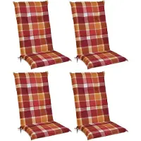 Beautissu Lot de 4 coussins pour dossier haut 120 x 50 cm Rembourrage rouge à carreaux