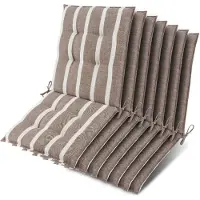 Beautissu Lot de 7 coussins Sun-NL pour dossier de chaise basse, 100 x 50 x 8 cm, rayures beiges et blanches