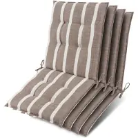 Beautissu Lot de 4 coussins d'appui pour fauteuil bas Sun-NL 100 x 50 x 8 cm, rayures beige et blanc