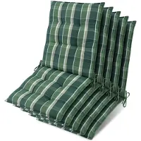 Beautissu Lot de 5 coussins Sun-NL pour dossier de chaise, 105 x 50 x 8 cm, vert à carreaux