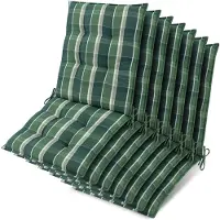 Beautissu Lot de 7 coussins Sun-NL pour dossier de chaise basse, 100 x 50 x 8 cm, vert à carreaux