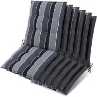 Beautissu Lot de 6 coussins Sun-NL pour dossier de chaise basse, 105 x 50 x 8 cm, rayures anthracite