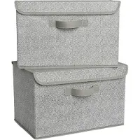 OEM 2 boîtes d'encastrement avec couvercle, en tissu, grandes, de couleur grise, pliables