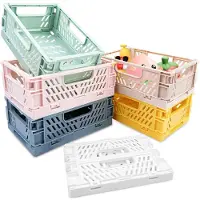 Markenlos Lot de 6 bacs de rangement pliables, caisses pliables, bacs pliables robustes, paniers en plastique pliables, caisses de rangement, caisses de rangement pliables, caisses pour courses