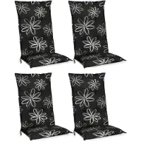 Beautissu Lot de 4 chaises à dossier haut pour jardin Flores, 120x50x6cm, noir