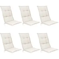 Beautissu Lot de 6 coussins d'assise pour fauteuils à dossier haut Base HL, 120 x 50 x 6 cm, couleur naturelle