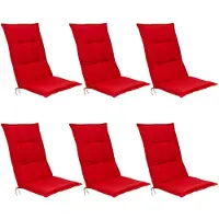 Beautissu Lot de 6 coussins d'assise pour fauteuils à dossier haut Base HL, 120 x 50 x 6 cm, rouge