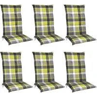 Beautissu Lot de 6 coussins pour dossier haut 120x50 cm Rembourrage vert à carreaux