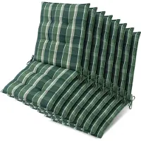 Beautissu Lot de 8 coussins Sun-NL pour dossier de chaise basse, 105 x 50 x 8 cm, vert à carreaux