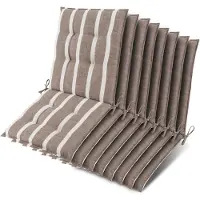 Beautissu Lot de 8 coussins Sun-NL pour dossier de chaise, 105 x 50 x 8 cm, rayures beige et blanc
