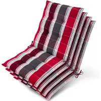 Beautissu , lot de 4 coussins d'appui pour fauteuils bas Sun-NL, 100 x 50 x 8 cm, rayures rouges et anthracite