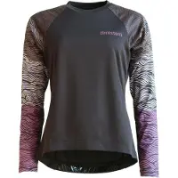 Zimtstern Femmes, Maillot de cyclisme, Braapz Shirt L/S Damen Trikot (XS), Noir, Gris, XS
