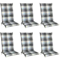 Beautissu Lot de 6 coussins pour dossier haut 120x50 cm Rembourrage bleu à carreaux