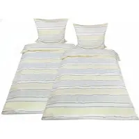 Beautissu 4 pièces parure de lit en coton Viola, 155 x 220 cm, taie d'oreiller 80 x 80 cm, beige