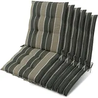 Beautissu Lot de 6 coussins Sun-NL pour dossier de chaise basse, 105 x 50 x 8 cm, rayures vertes