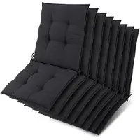Beautissu Lot de 8 coussins Sun-NL pour dossier de chaise basse, 105 x 50 x 8 cm, anthracite