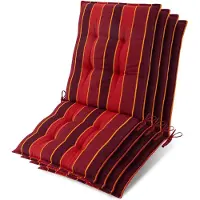 Beautissu Lot de 4 coussins d'appui pour fauteuils bas Sun-NL 100 x 50 x 8 cm, rayures rouges