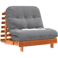 vidaXL Futon Canapé-lit avec matelas Marron 90x206x11 Pin massif