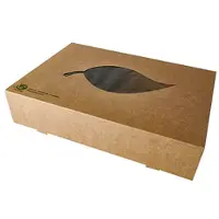 Papstar 87953 Récipient alimentaire jetable Carton, polylactide (PLA), Contenant à usage unique, Marron