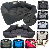 AIO Factory Grand lit pour chien Lit pour chat 115 x 95 Noir - Kingdog Taille XL + cadeau