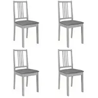 vidaXL Chaises de salle à manger avec coussins 4 pcs. Gris Bois Massif