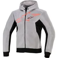 Alpinestars Sweat à capuche zippé Chrome Superairflow pour moto, noir/gris/rouge, taille S
