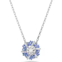 Swarovski Pendentif Idyllia, Tailles Variées, Fleur, Bleu, Métal Rhodié