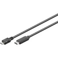 Alcasa GC-M0123 - Câble de 2 mètres - Micro-USB B vers USB-C - USB 2.0 - 0,48 Gbit/s - Noir