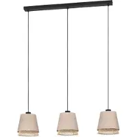 Eglo Lampe suspendue 3 lumières Tabley lin avec rotin