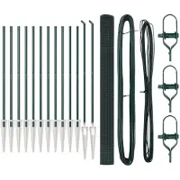 vidaXL Clôture en fil barbelé soudé, avec piquets, 25 x 1,5 m, couleur verte