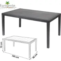 A Forged Tool Table En Résine Et Rotin Anthracite Prince 150 X 90 Cm.
