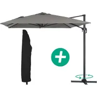 HABITAT ET JARDIN Parasol jardin déporté Alu "Sun 4" - Rectangle - 3 x 4 m + Housse de protection - Gris