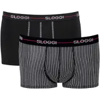 Sloggi Slip homme Start Hipster 2-pack - noir & noir/blanc rayé - taille 2XL