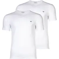 Emporio Armani pour homme. EM000392_AF14132 Set 2 t-shirts d'intérieur en maille élastique avec col en V blanc (XL), Homewear, Coton, Manche