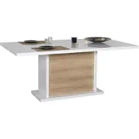 SCIAE Table de salle à manger extensible 6 à 8 personnes -Reproduction chêne clair et blanc laqué - KARMA - L 180/225 x P 100 x H 76 cm