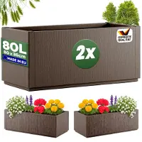 Casaria Pot de fleurs Ethica set de 2 pièces brun plastique 80x36x36cm